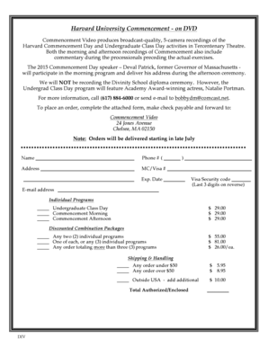 Harvard Commencement DVD Order Form