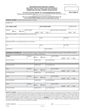 American College Student Association Enrollment Form