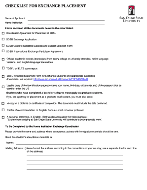 SDSU Exchange Application Form