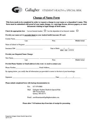 Change of Name Form