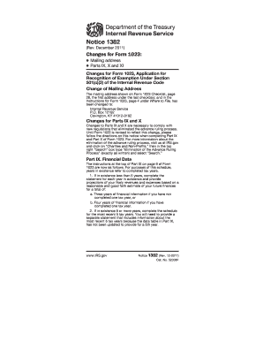 IRS Notice 1382 Form 1023 Changes