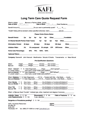 Long Term Care Quote Request Form