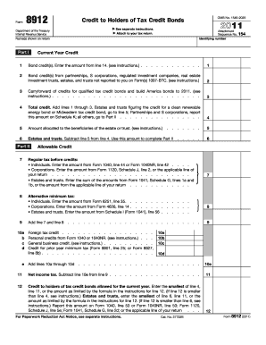 Form 8912 Credit to Holders of Tax Credit Bonds