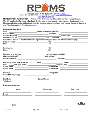 Rental Application Form