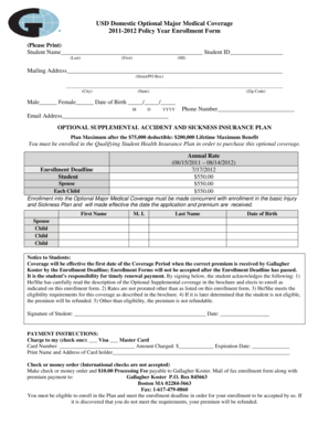US Student Optional Major Medical Coverage Enrollment Form