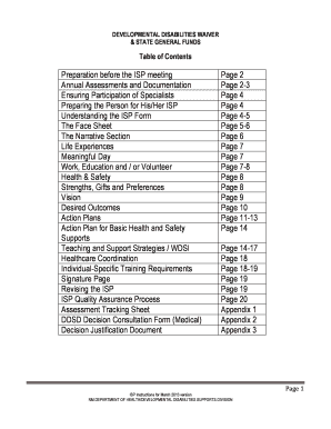 New Mexico Developmental Disabilities Waiver ISP Form