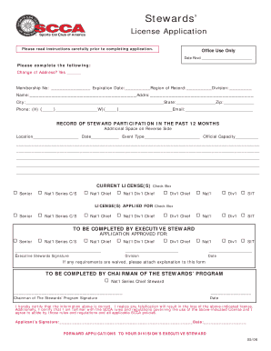 Stewards’ License Application