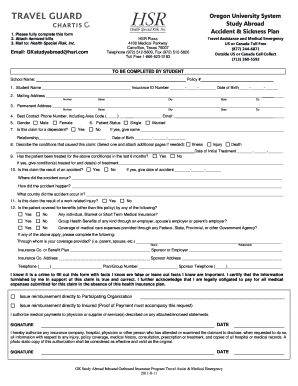 Oregon University Study Abroad Accident & Sickness Claim Form