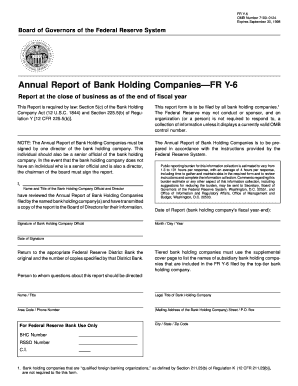 Annual Report of Bank Holding Companies FR Y-6