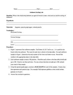 Sediment Sorting Lab Worksheet