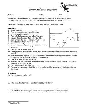 Stream and River Properties Worksheet