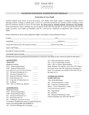 BBA Area Depth Declaration Form