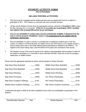 Student Activity Form