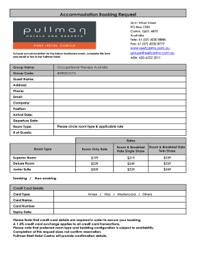 Accommodation Booking Request Form
