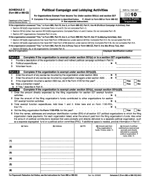 Schedule C Political Campaign and Lobbying Activities