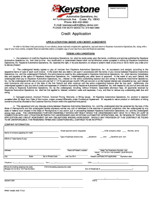 Credit Application and Agreement