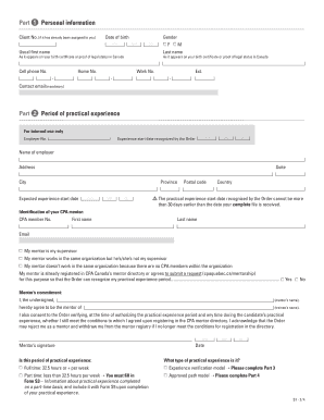 Demande d'autorisation d'expérience pratique