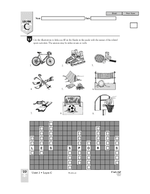 Cahier d'exercices de français 1 Puzzle des sports
