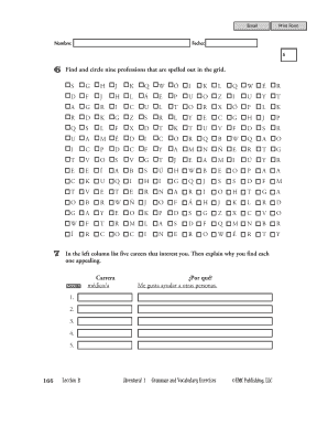 Hoja de búsqueda de palabras de profesiones
