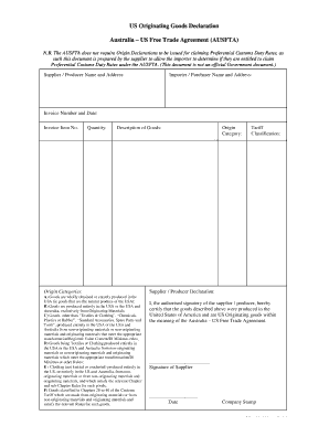 US Originating Goods Declaration