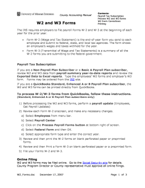 IRS W-2 and W-3 Form Processing Guide