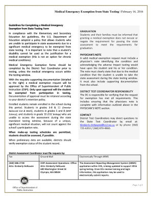 Medical Emergency Exemption from State Testing