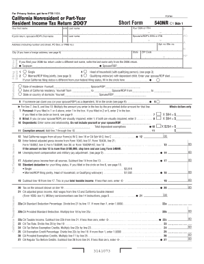 California Nonresident Income Tax Return 2007