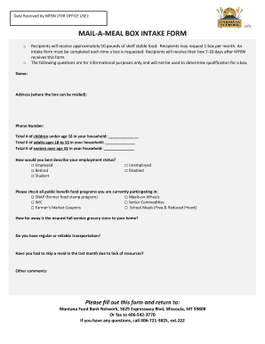 Mail-A-Meal Box Intake Form
