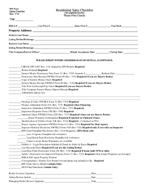 Residential Sales Checklist