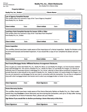 Real Estate Client Disclosures