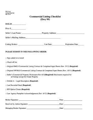 Commercial Listing Checklist