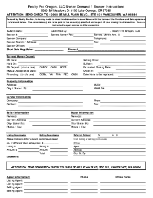 Real Estate Escrow Instructions
