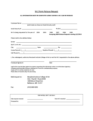 W-2 Form Reissue Request