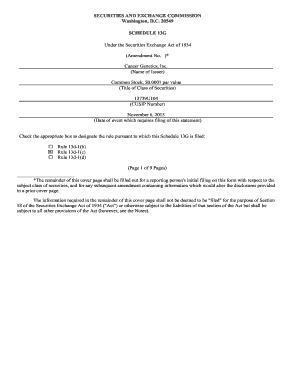 Schedule 13G Filing for Cancer Genetics