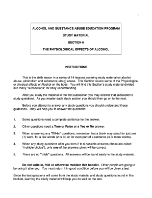 Alcohol and Substance Abuse Education Program Study Material