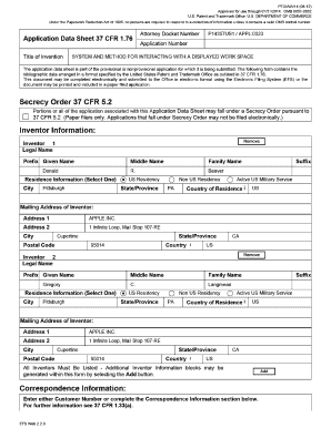 US Patent Application Data Sheet