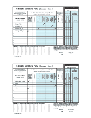 Antibiotic Screening Form