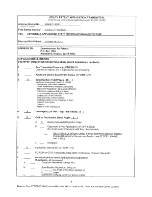 US Patent Application Transmittal Form
