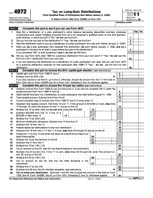 Form 4972 Tax on Lump-Sum Distributions