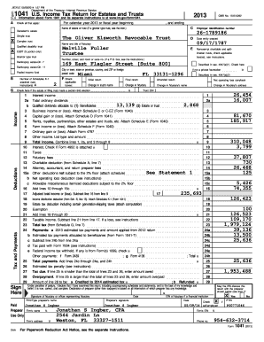 Form 1041 US Income Tax Return for Estates and Trusts 2013