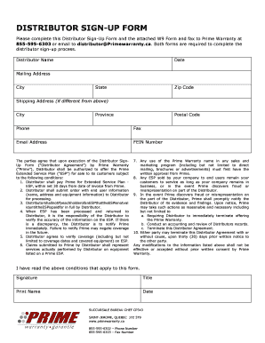 Distributor Sign-Up Form