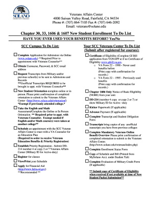 Solano Community College Veterans Enrollment Form
