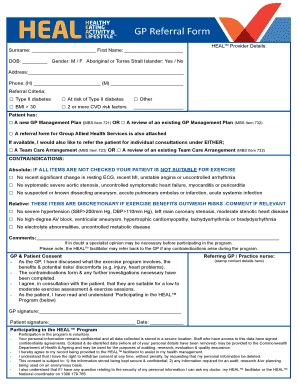 GP Referral Form for HEALTM Program