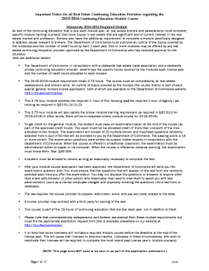 Minnesota Real Estate Continuing Education Module Application