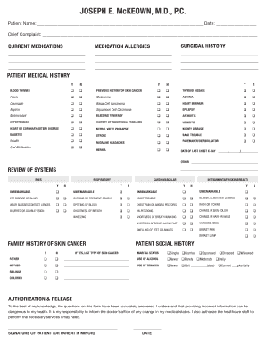 Patient Medical History Form