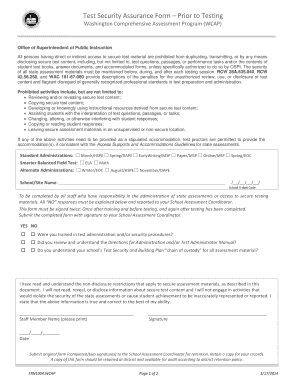 Test Security Assurance Form