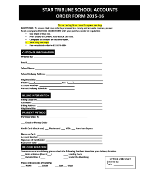 Star Tribune School Newspaper Order Form