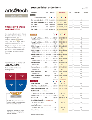 2015-2016 Season Ticket Order Form