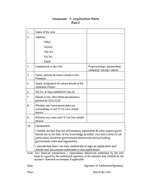 MSME Interest Subsidy Application Form