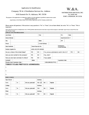Application for Qualification Motor Carrier